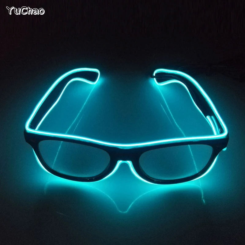 Cool Fashion Double Colors EL Window-Shades Glasses Glowing Glasses Neon LED Light up Sunglasses Glow Party Decorative Glasses