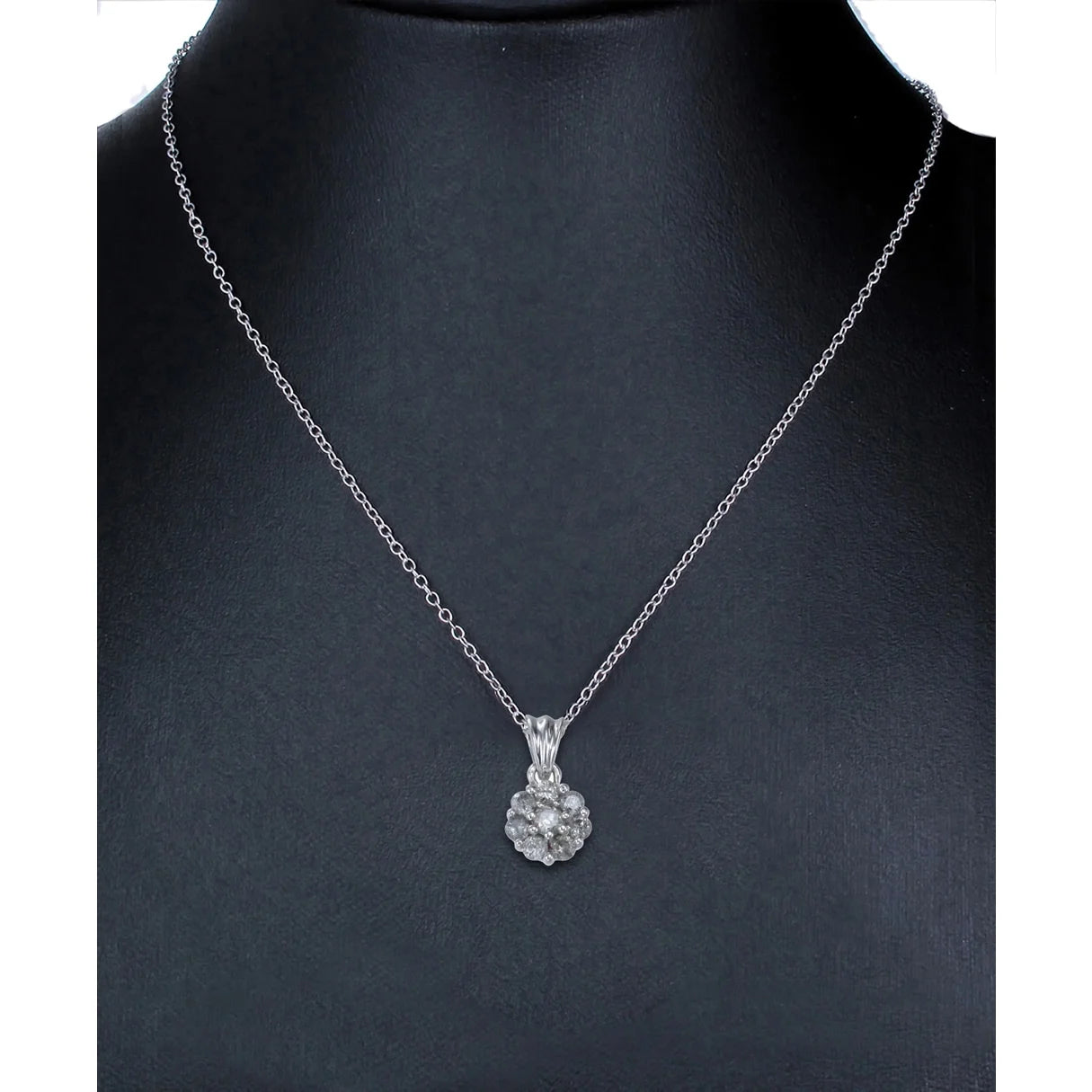 Stunning 0.15 CTTW Diamond Cluster Pendant Necklace in 14K White Gold - Elegant 18 Inch Chain for Women - Alrickas’ UNIQUE BOUTIQUE
