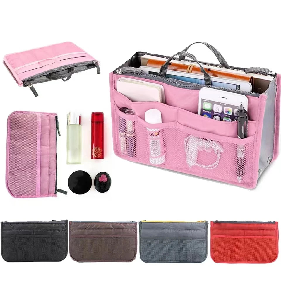 Women Make up Cosmetic Bag Travel Handbag Nylon Large Container Make up Case Organizer Bags Ladies Foldable Purse Clutch Bag