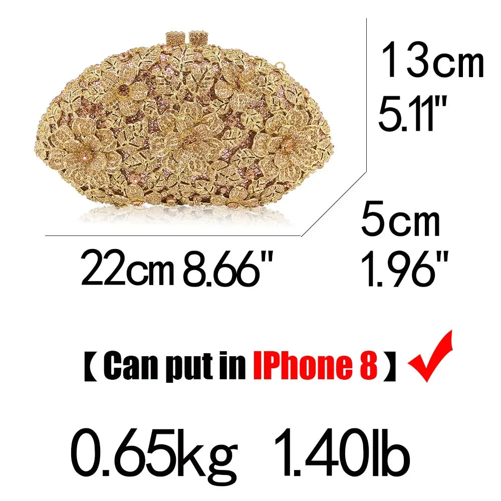 Dazzling Flower Crystal Clutch - Elegant Evening Purse for Weddings and Formal Events - Alrickas’ UNIQUE BOUTIQUE