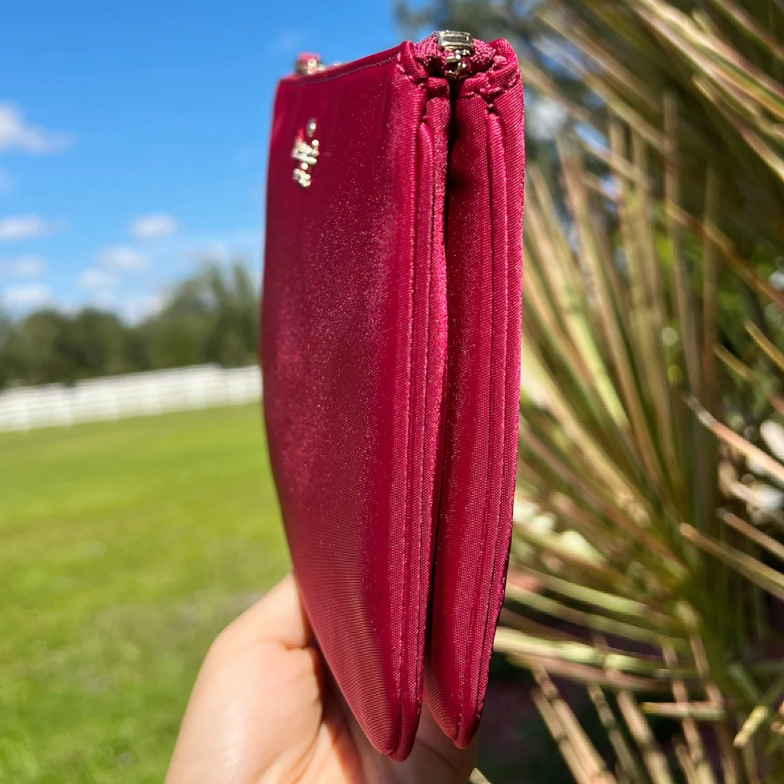 Kate Spade Chelsea the Little Better Nylon Medium Wristlet Pouch Cranberry Pink