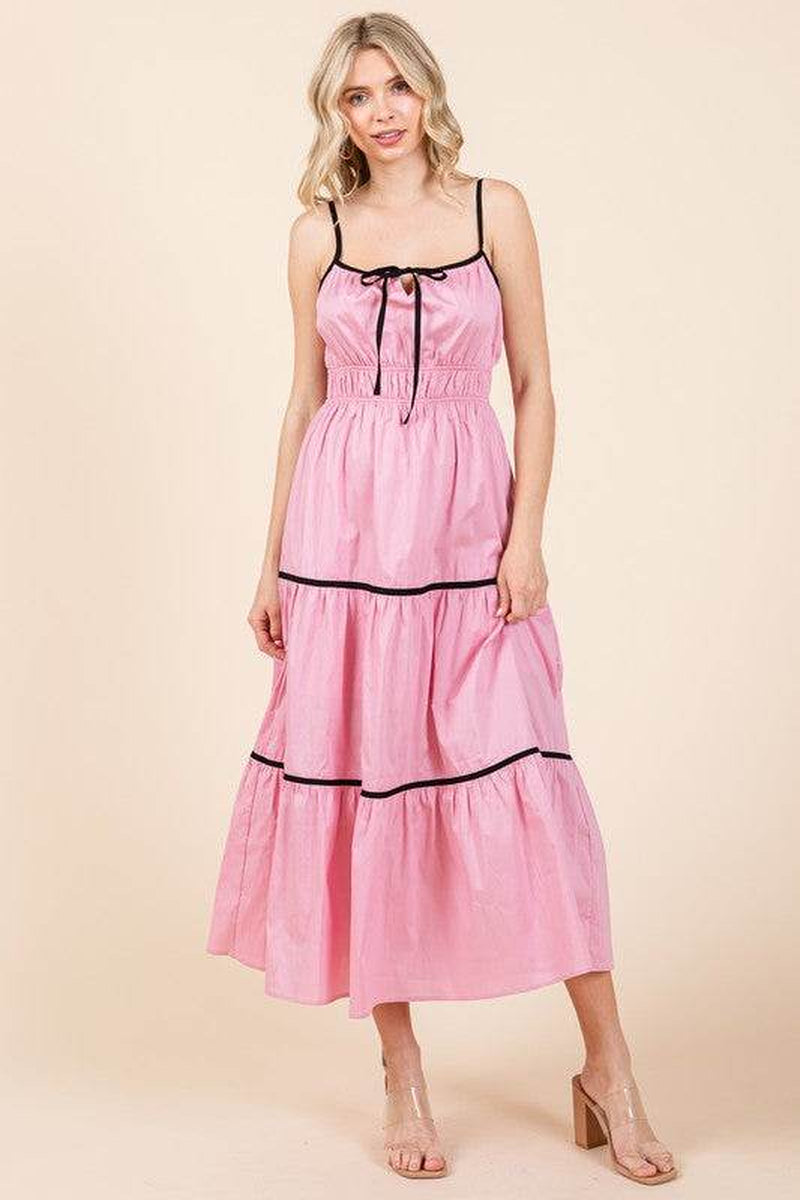 Chic Plus Size Piping Detail Midi Sundress - Alrickas’ UNIQUE BOUTIQUE