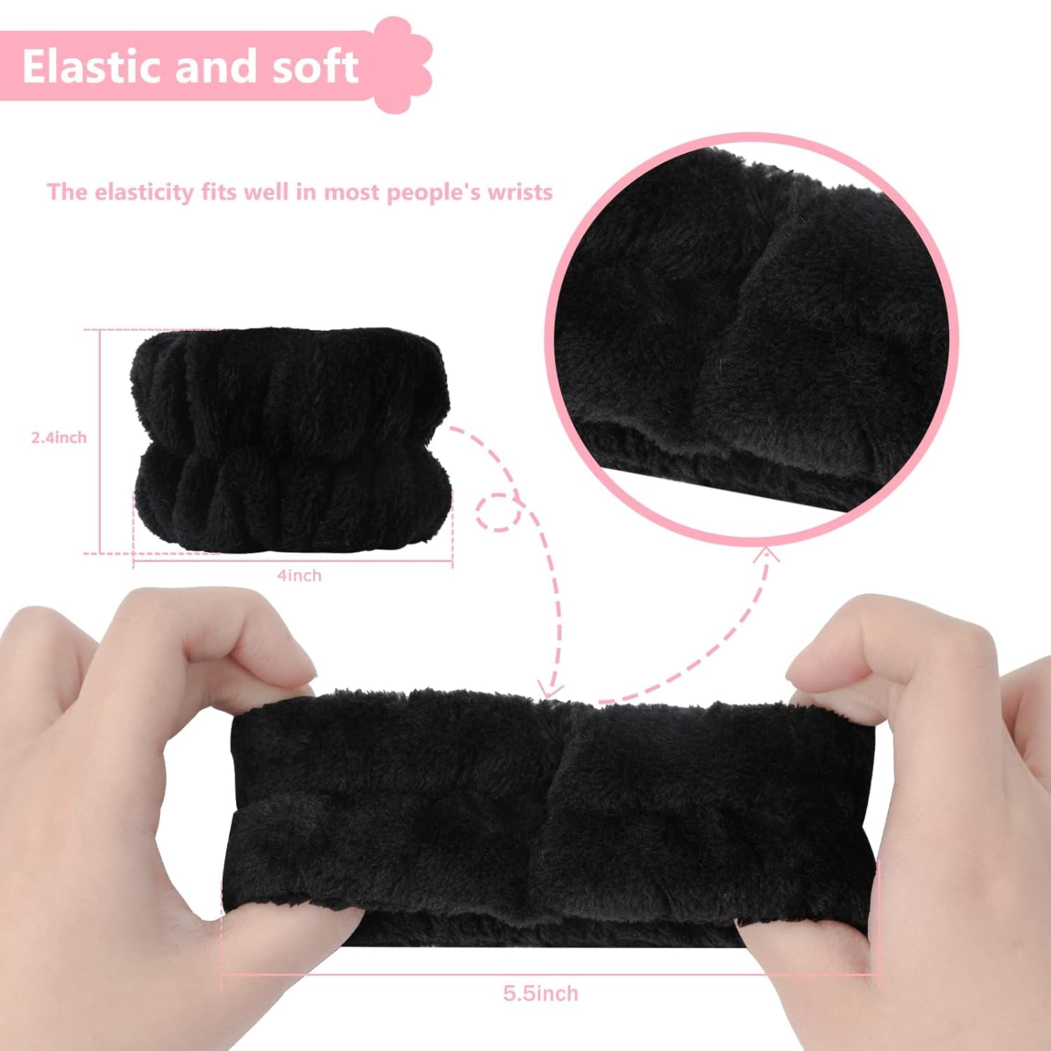 2-Pack Microfiber Face Washing Wristbands - Stretchy Absorbent Arm Towels for Women and Kids, Perfect for Spa and Daily Skincare Routine - Alrickas’ UNIQUE BOUTIQUE