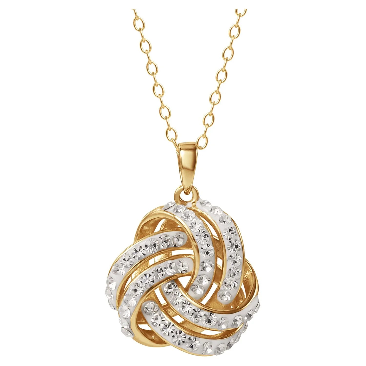 Elegant 18K Gold Love Knot Crystal Pendant and Earring Set for Women - Alrickas’ UNIQUE BOUTIQUE