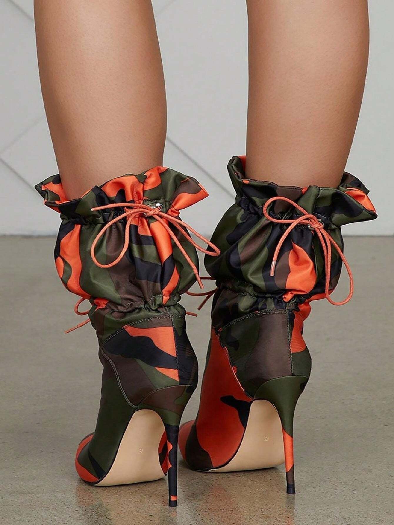 Arqa Sexy Party Collection Women Shoes Point Toe Fashion Multicolor Camouflage Women'S Ankle Boots,Glamorous Boots