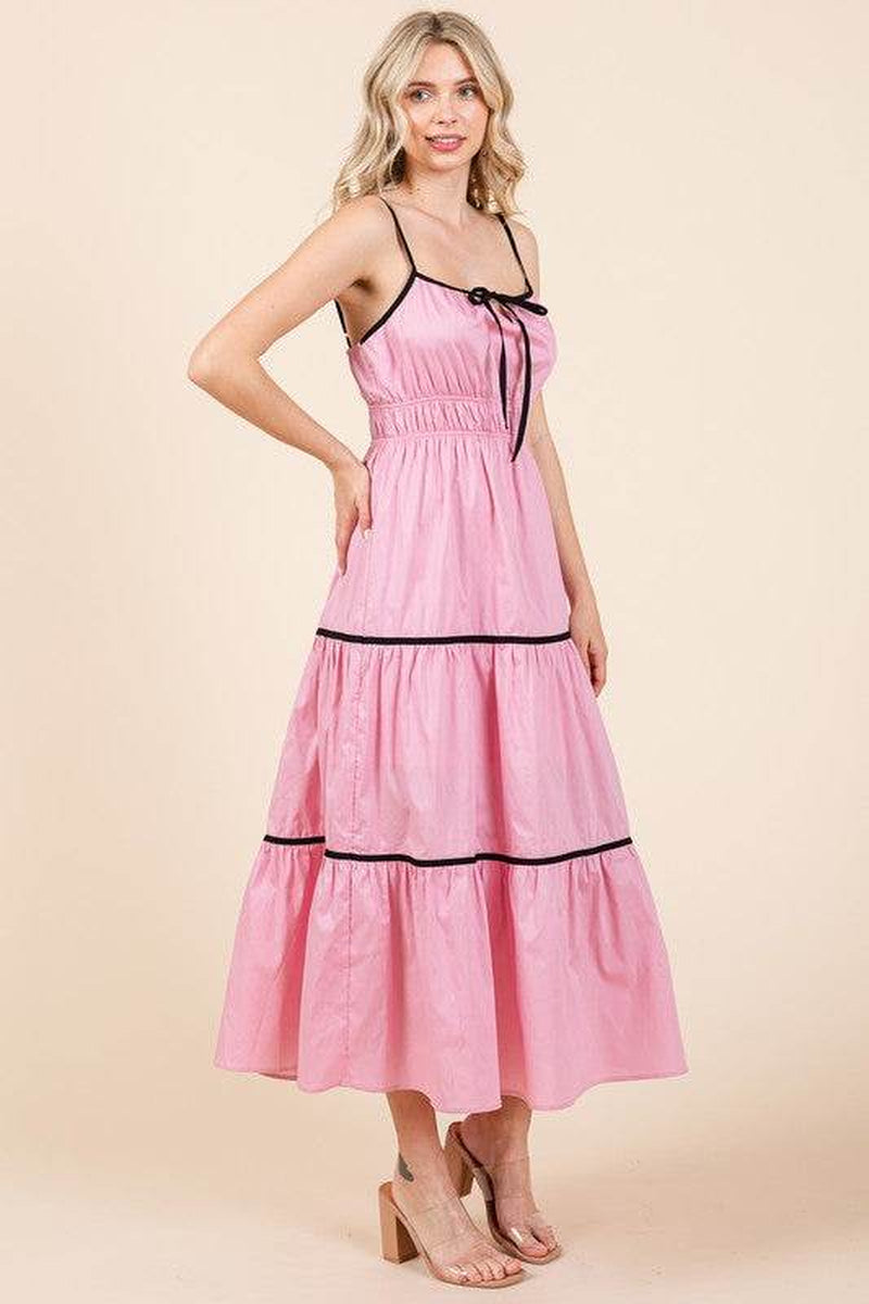 Chic Plus Size Piping Detail Midi Sundress - Alrickas’ UNIQUE BOUTIQUE