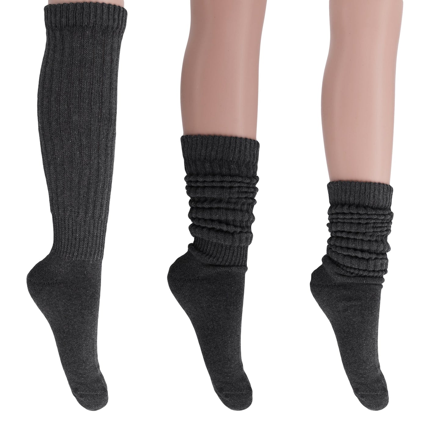 Women's Slouch Socks – Soft Cotton Scrunch Socks, Retro Knee-High Boot Socks for Casual Wear & Comfort (2 Pairs)-5