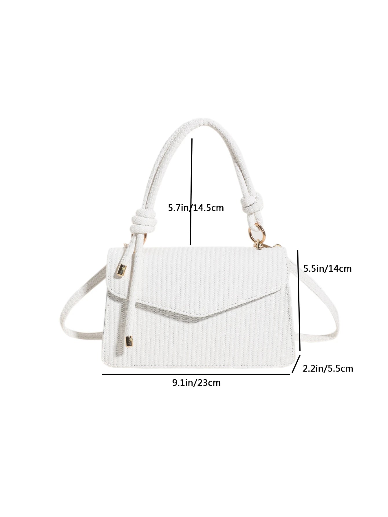 New White Vintage Knitted Texture Women'S Handbag Shoulder & Crossbody Bag