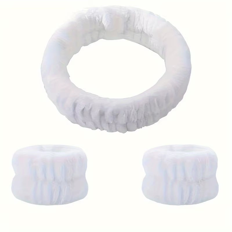 Coral Velvet Facial High-Elastic Makeup Hairband Face Wash Wristband Set-Face Wash, Facial Mask, Skin Care