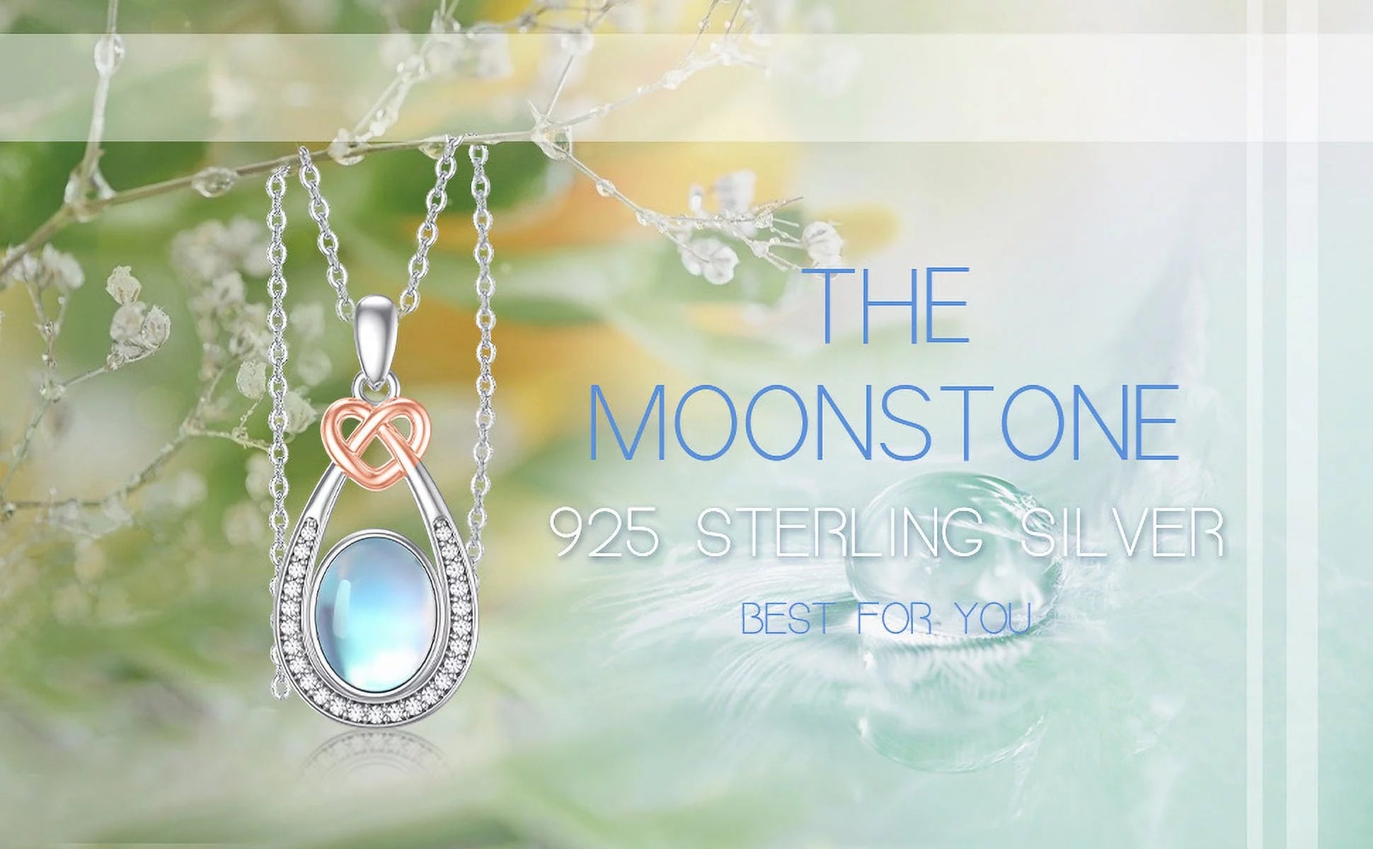 Elegant Moonstone Teardrop Necklace in 925 Sterling Silver - Perfect Birthday Gift for Women, Moms, Daughters, and Wives - Alrickas’ UNIQUE BOUTIQUE