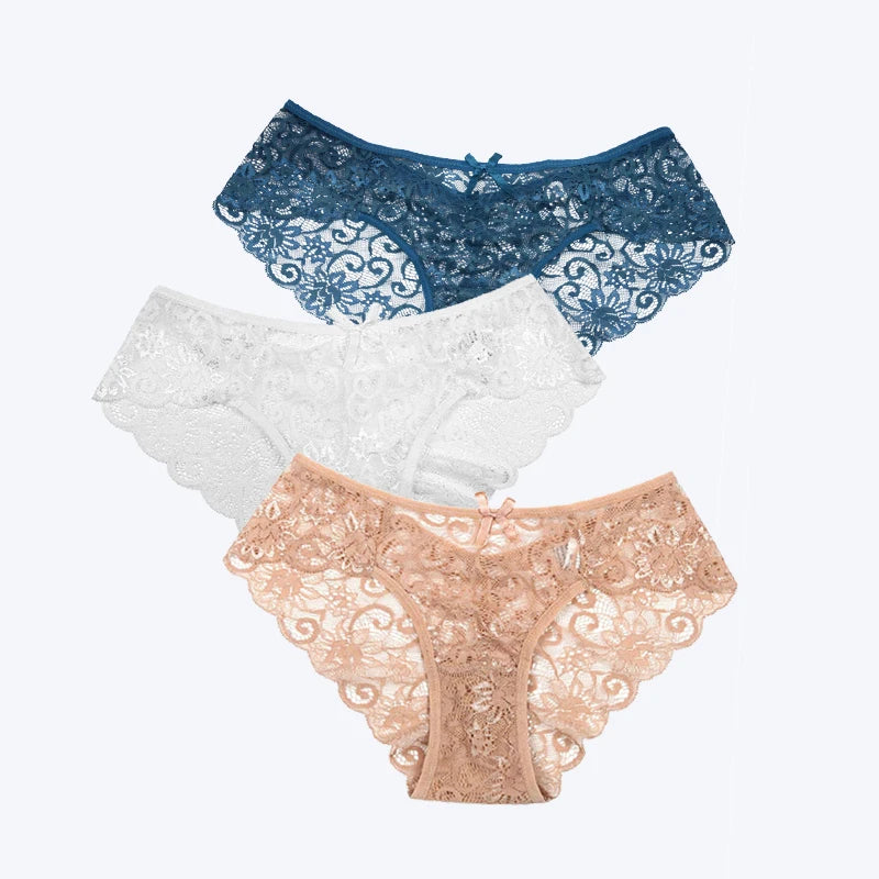 3Pcs/Pack! Sexy Women Lace Panties Underwear Lace Briefs S M L XL Women Underwear
