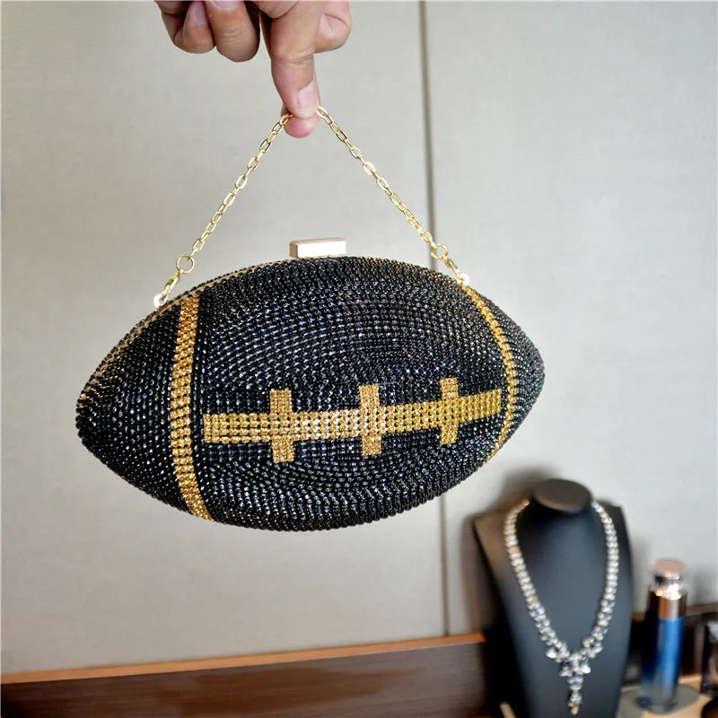 Mix Rhinestone Clutch Bags Women in Evening Handbags Football Shape Ladies Clutch Hand Bags Luxury Glitter Diamond Clutch Purse