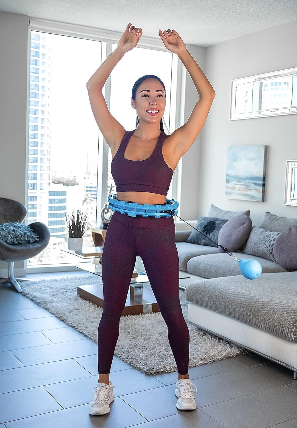 Weighted Hula Hoop for Adults - 2 in 1 Smart Fitness Hoops for Weight Loss - Detachable Knots Fitness Massage - Smart Auto-Spinning Exercise Hoola Hoop