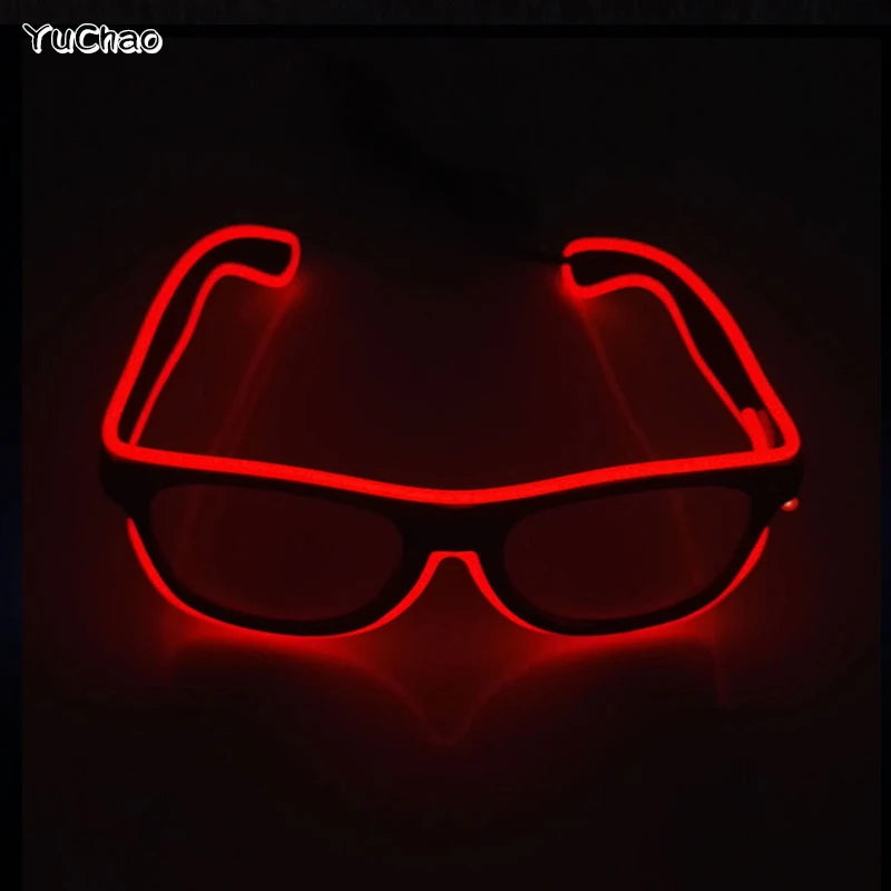 Cool Fashion Double Colors EL Window-Shades Glasses Glowing Glasses Neon LED Light up Sunglasses Glow Party Decorative Glasses