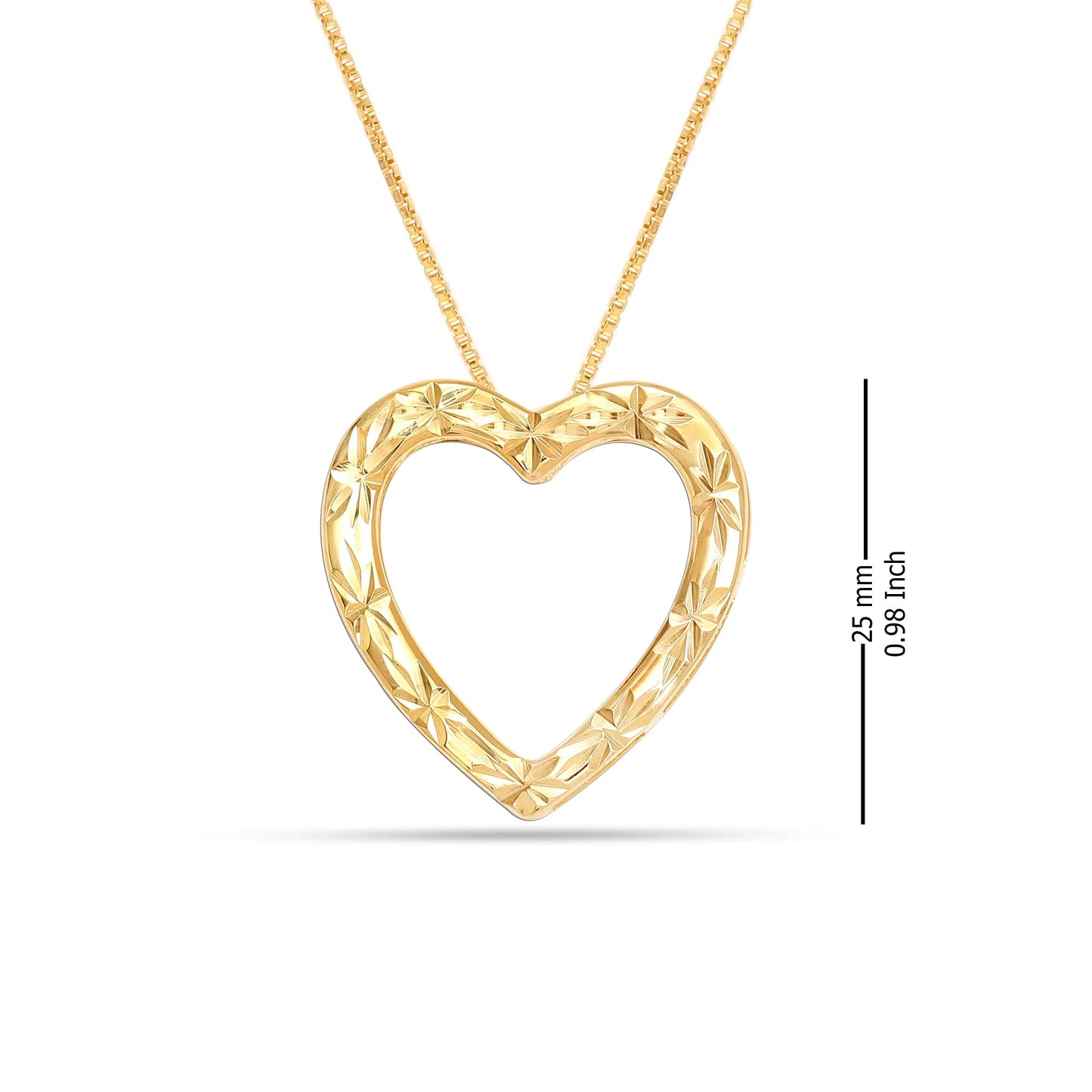 925 Sterling Silver 18K Gold-Plated Diamond-Cut Heart Reversible Necklace for Women and Teen 25MM