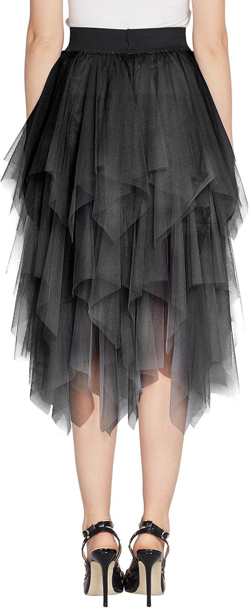 Women'S A-Line Mesh Tutu Skirt Fluffy Layered Tulle Midi Long Skirts with Elastic Waist