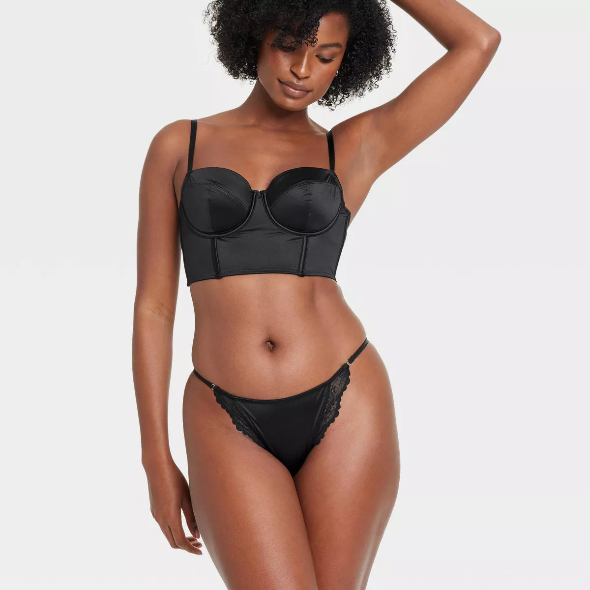 Women'S Satin and Lace Lingerie Cheeky Underwear - Auden