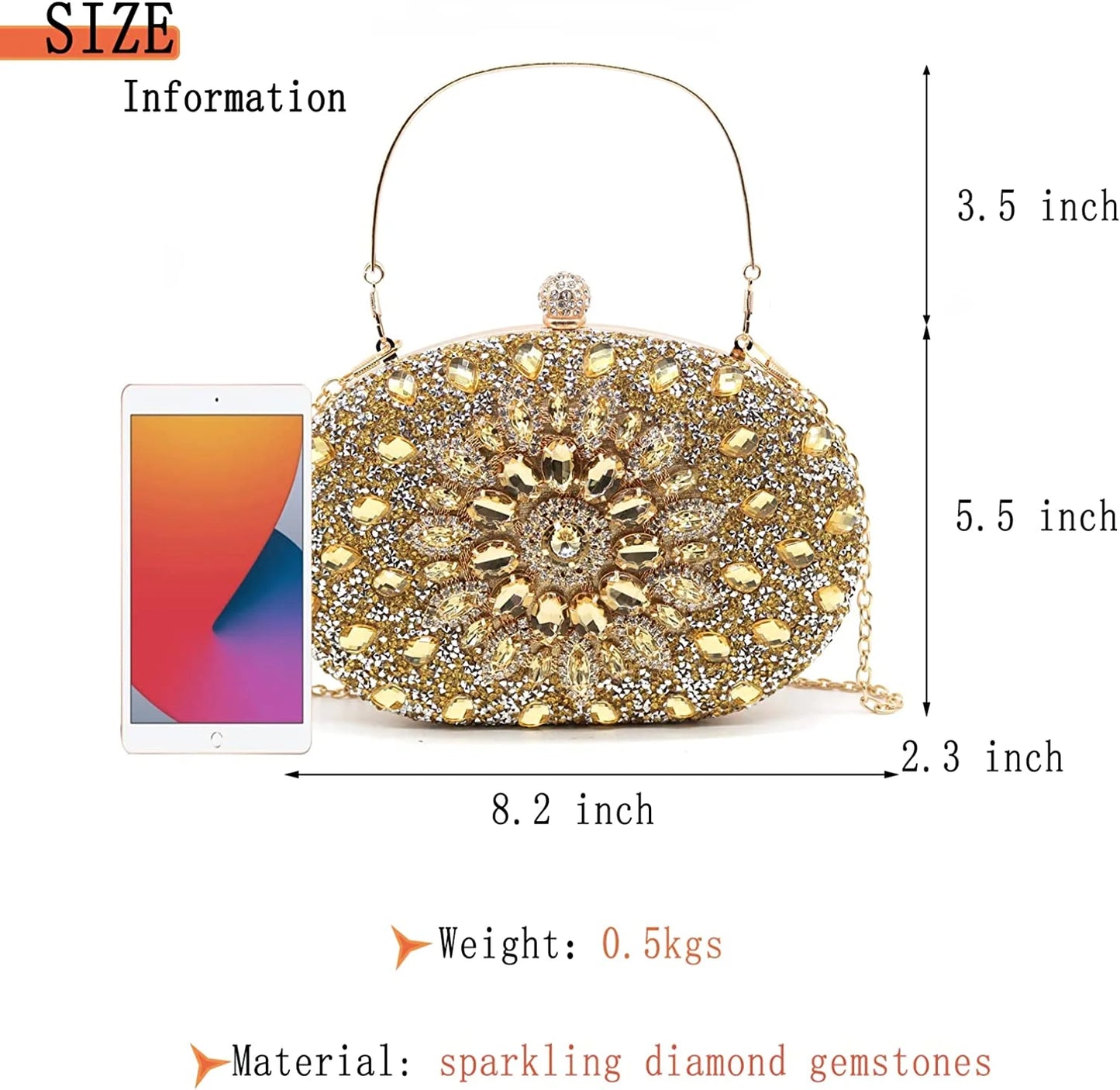 Rhinestone Evening Clutch Bag for Women Bridal Diamonds Clutch Purses Wedding Purse Prom Cocktail Party Handbags
