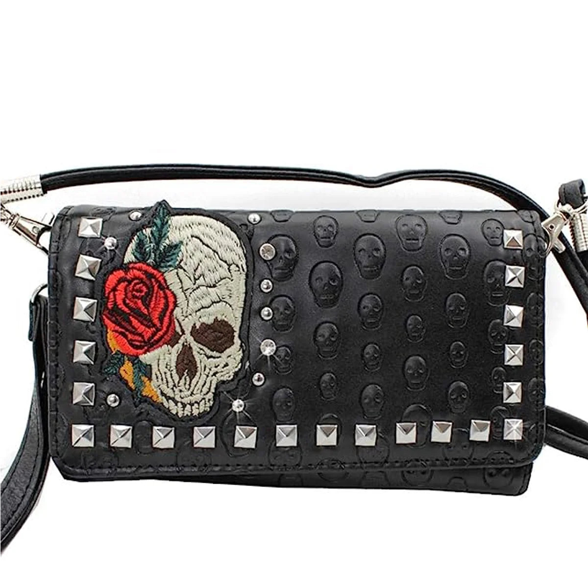 Stylish Red Rose Skull Handbag for Women - PU Leather Chic Design - Alrickas’ UNIQUE BOUTIQUE