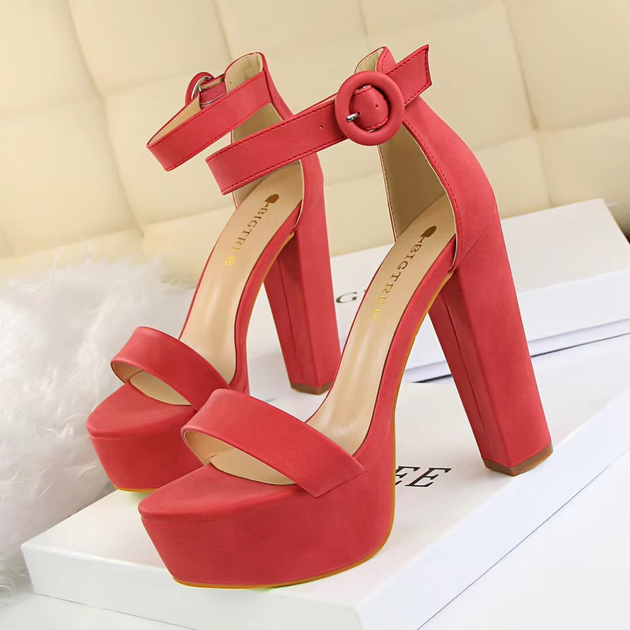 Shoes Women Pumps High Heels Shoes Women Heels Sexy Block Heels Fashion Women Sandals Platform Buckle New Ladies Shoes - Alrickas’ UNIQUE BOUTIQUE