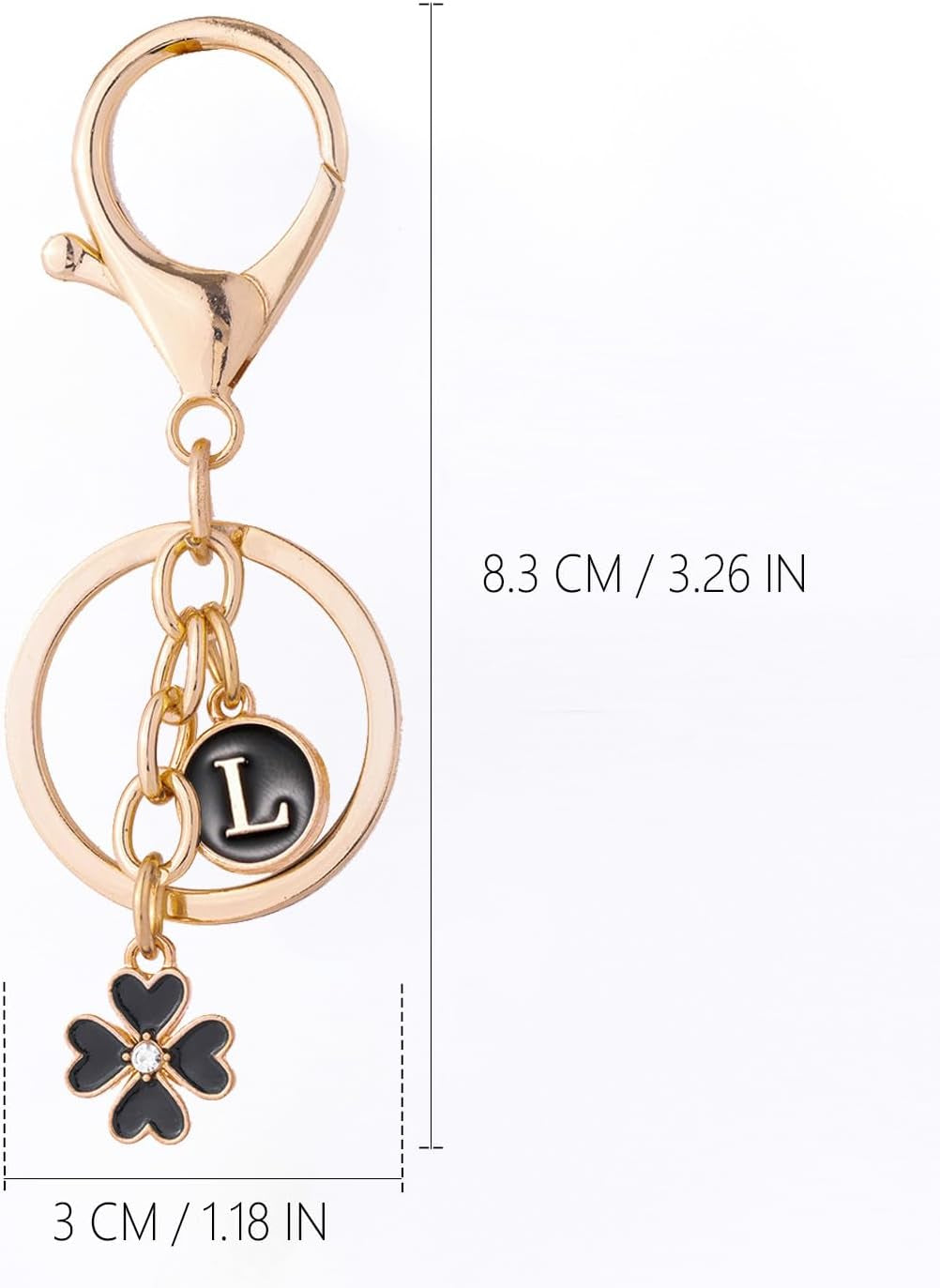 Stylish Black Makeup Bag with Keychain Letters - Travel-Friendly Cosmetic Organizer (L) - Alrickas’ UNIQUE BOUTIQUE