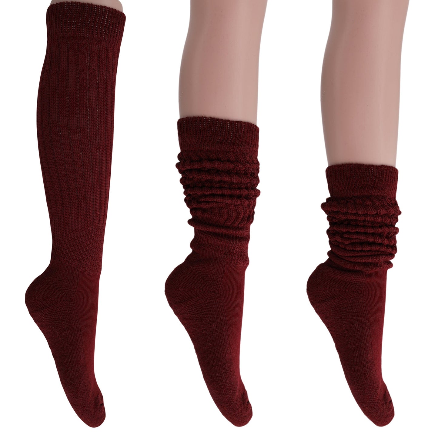 Women's Slouch Socks – Soft Cotton Scrunch Socks, Retro Knee-High Boot Socks for Casual Wear & Comfort (2 Pairs)-19