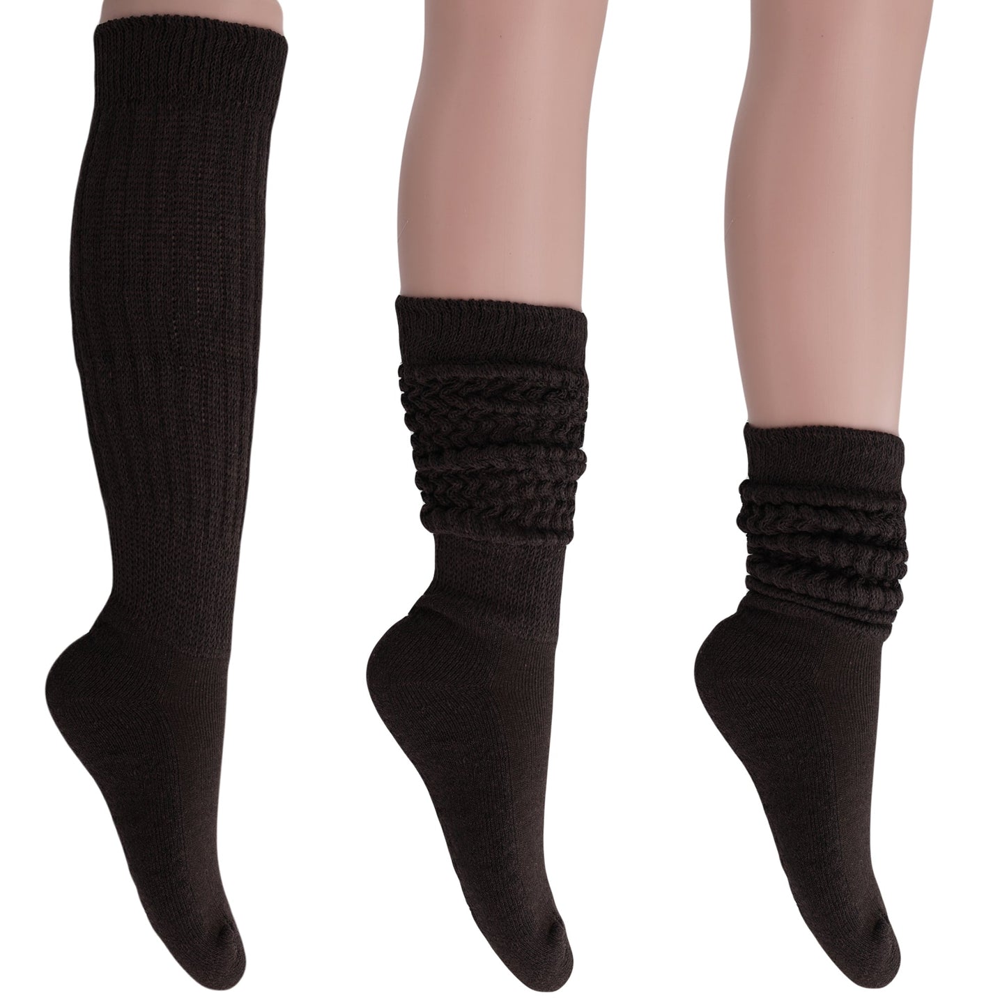 Women's Slouch Socks – Soft Cotton Scrunch Socks, Retro Knee-High Boot Socks for Casual Wear & Comfort (2 Pairs)-2