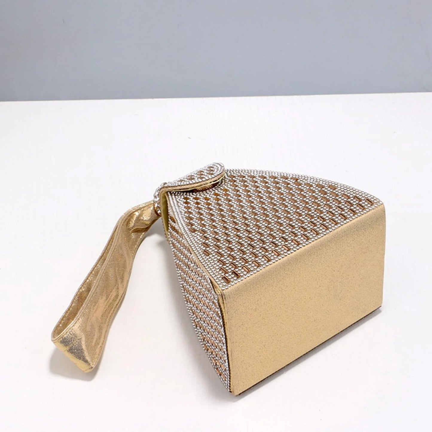 Clutch Purse, Handbag, Evening Bag Triangle for Women, Tote for Wedding Cocktail Aureate