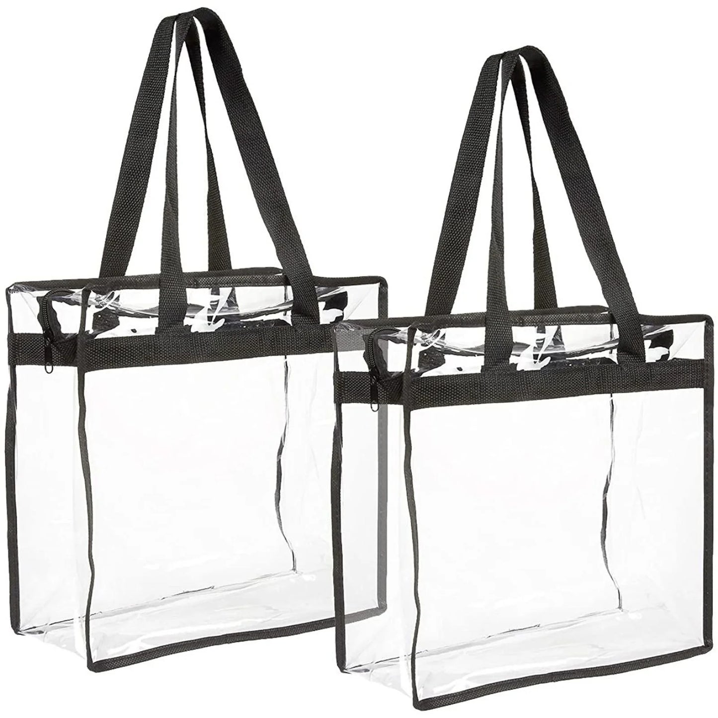 2 Pack Stadium Approved Clear Tote Bags, 12X6X12 Large Plastic Beach Bags with Handles