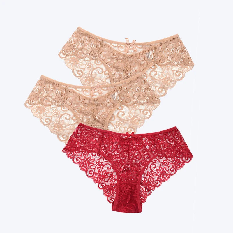 3Pcs/Pack! Sexy Women Lace Panties Underwear Lace Briefs S M L XL Women Underwear