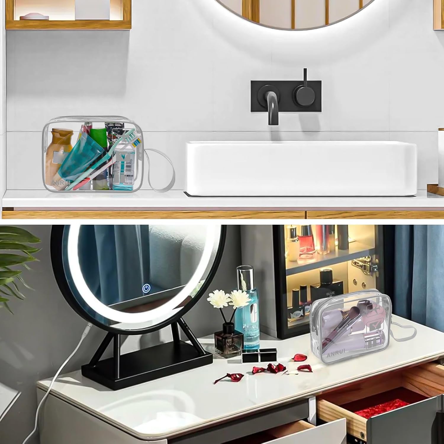 Clear Makeup Bags - Waterproof Travel Cosmetic Pouch for Women & Kids - Perfect Toiletries Organizer for On-the-Go! - Alrickas’ UNIQUE BOUTIQUE