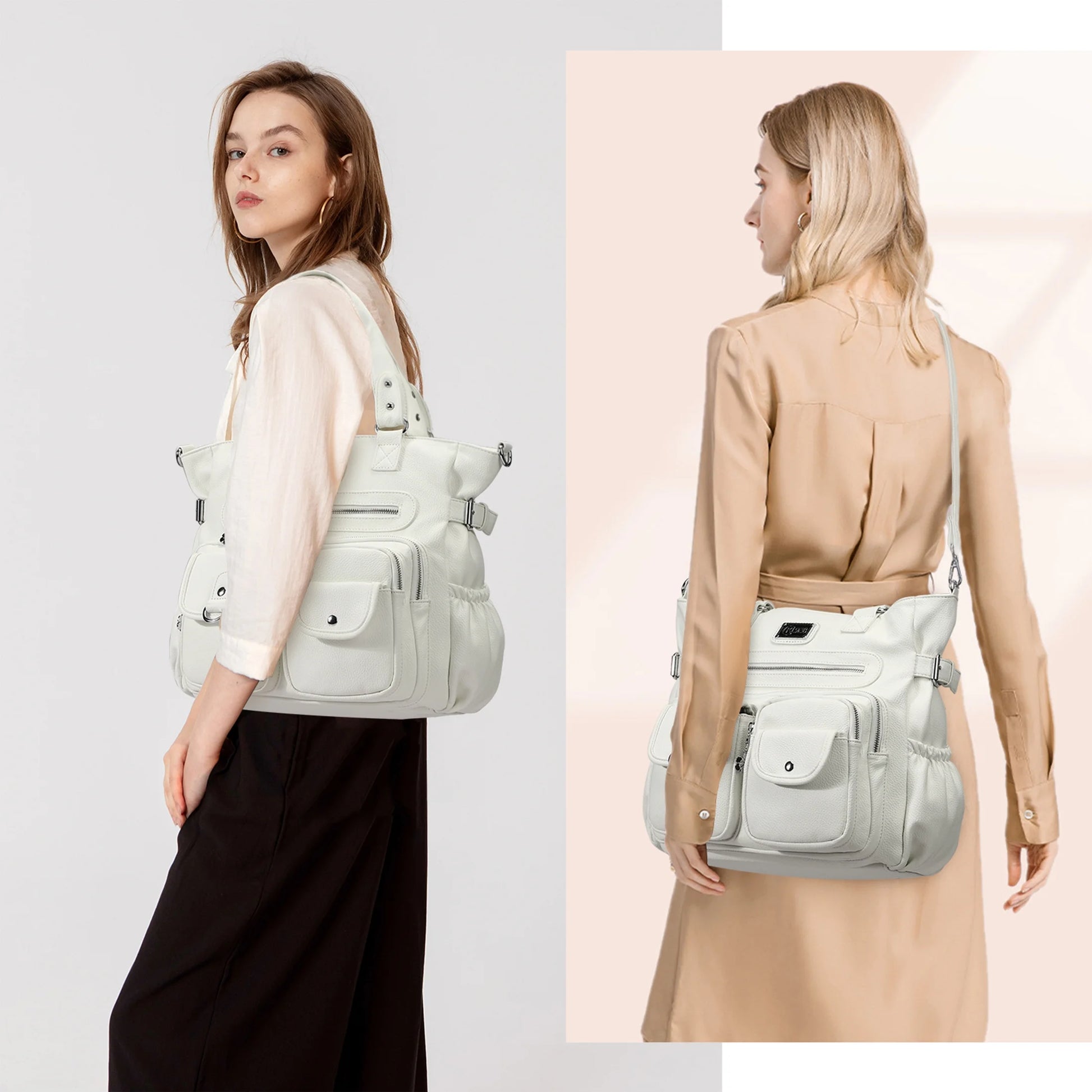 Stylish White Large Shoulder Handbag - Versatile Crossbody Hobo Tote for Women - Alrickas’ UNIQUE BOUTIQUE