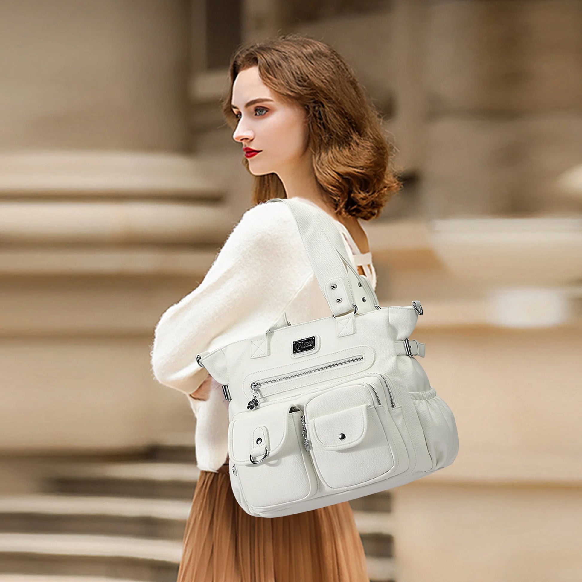 Stylish White Large Shoulder Handbag - Versatile Crossbody Hobo Tote for Women - Alrickas’ UNIQUE BOUTIQUE