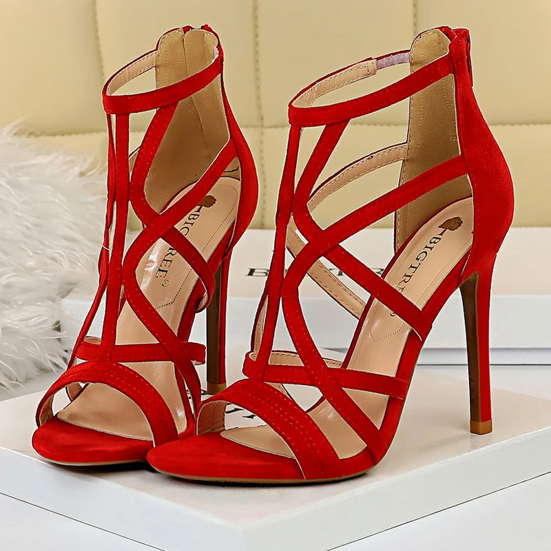 Shoes Roman Style High Heels Woman Pumps Stiletto Heels 11 Cm Women Heels Sexy Party Shoes Hollow Out Women Sandals 2025 - Alrickas’ UNIQUE BOUTIQUE