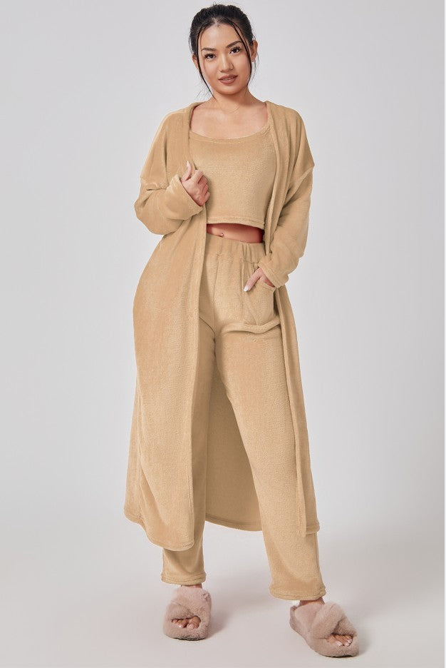 Cozy Pajama Set, 3 Piece Lounge Set, Cute Loungewear, Warm Suit Sets, Matching Set, Lounge Set, 3 Piece Pant Sets, Women Winter Dress - Alrickas’ UNIQUE BOUTIQUE