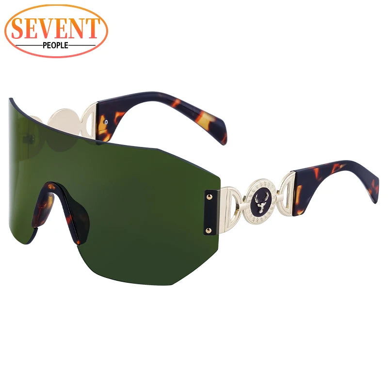 Oversized Shield Sunglasses Women 2025 Luxury Brand Designer Fashion Rimless Sun Glasses for Men New Trend Irregular Sunglass