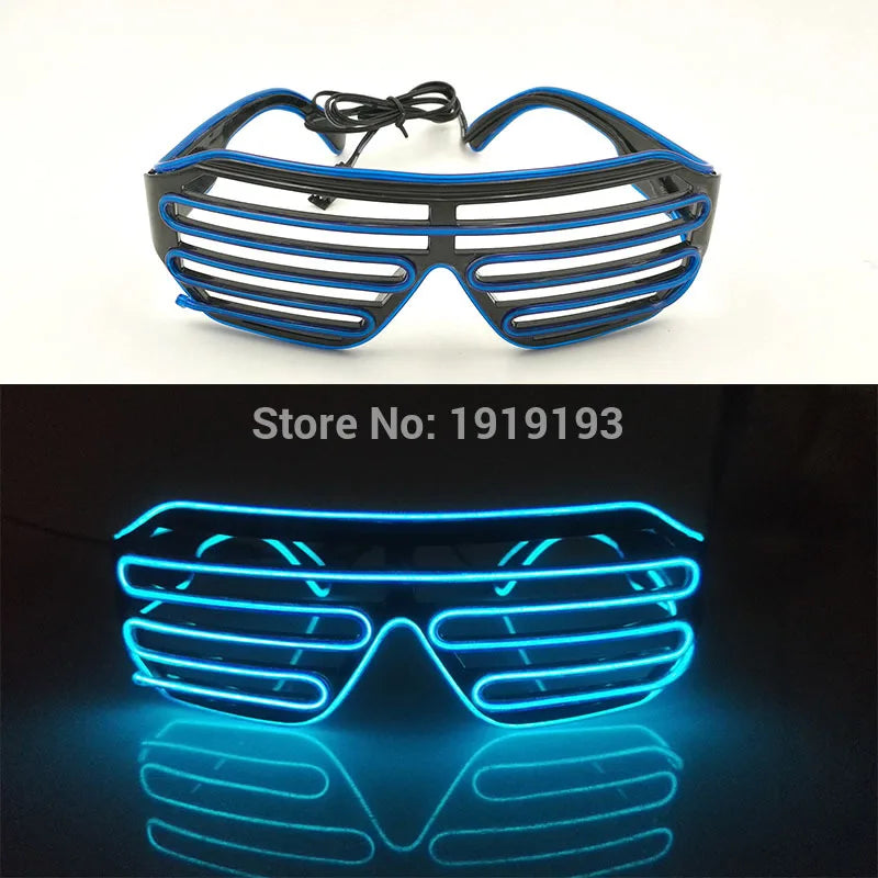 Cool Fashion Double Colors EL Window-Shades Glasses Glowing Glasses Neon LED Light up Sunglasses Glow Party Decorative Glasses