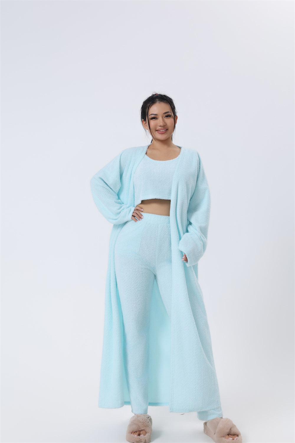 Cozy Pajama Set, 3 Piece Lounge Set, Cute Loungewear, Warm Suit Sets, Matching Set, Lounge Set, 3 Piece Pant Sets, Women Winter Dress - Alrickas’ UNIQUE BOUTIQUE