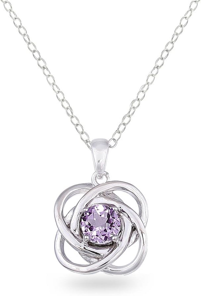 Elegant Sterling Silver Love Knot Necklace with Birthstone Pendant for Women - Alrickas’ UNIQUE BOUTIQUE