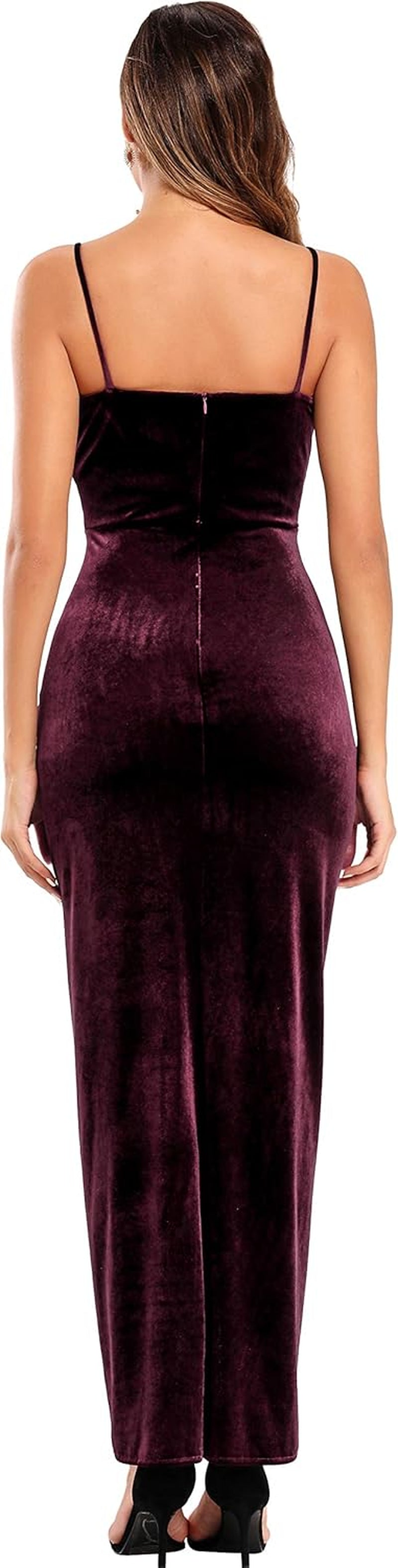 Elegant Spaghetti Strap Velvet Holiday Party Dresses for Women
