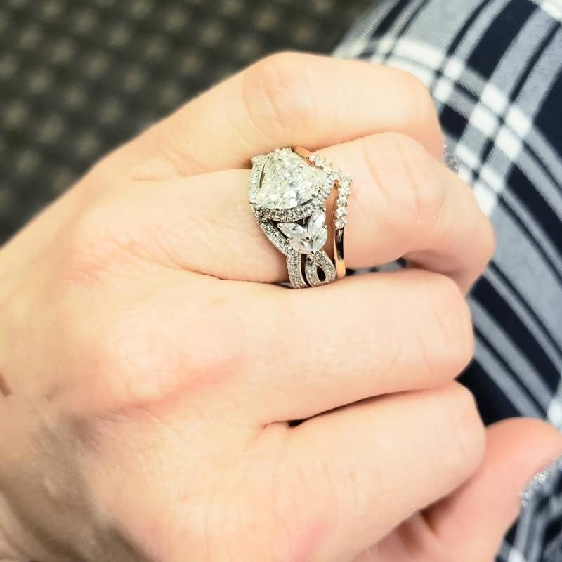 1-3/8 Carat (CTW) Moissanite Engagement Rings for Women Platinum Plated Silver Rings