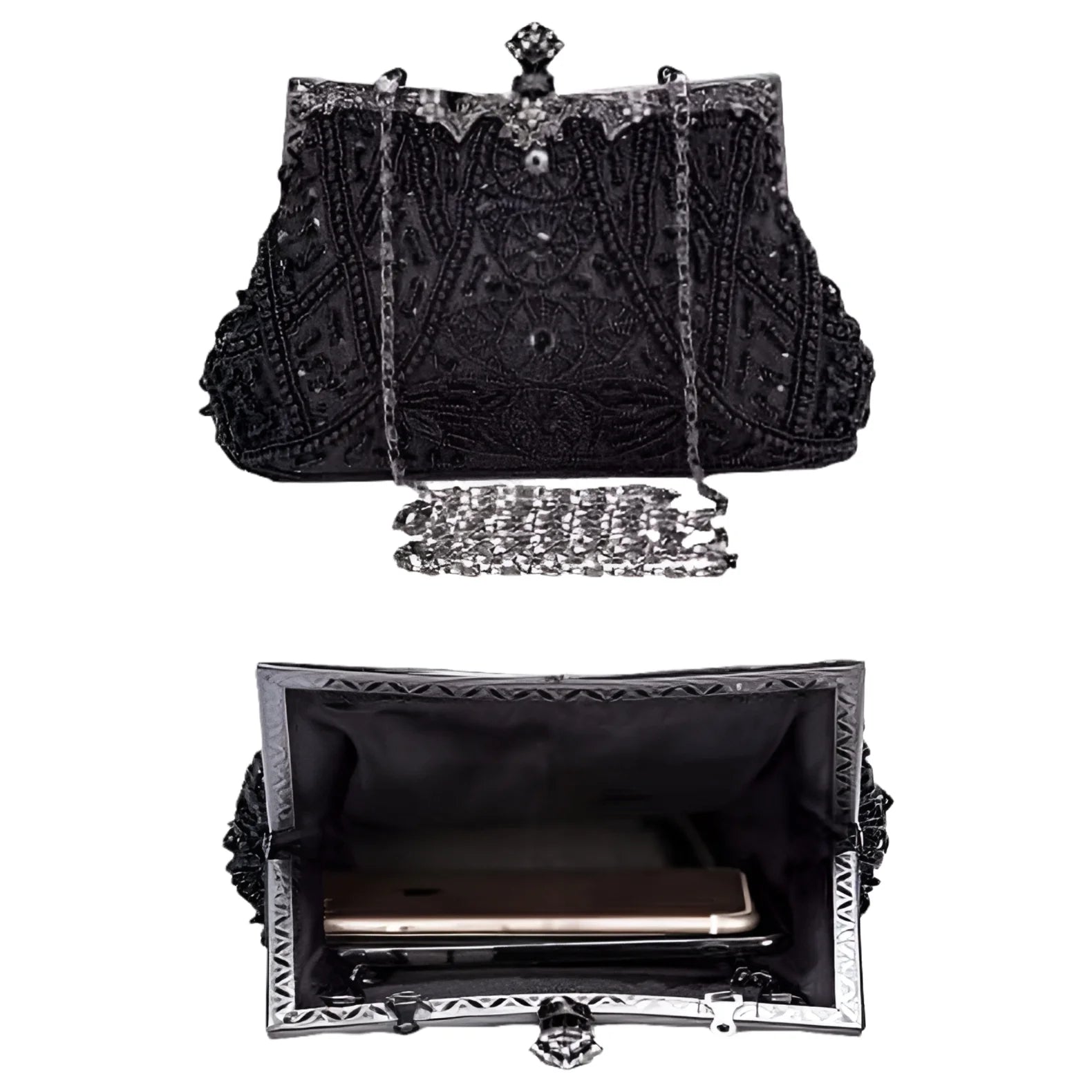Elegant 1920s Vintage Beaded Evening Clutch - Perfect for Weddings and Formal Events - Alrickas’ UNIQUE BOUTIQUE