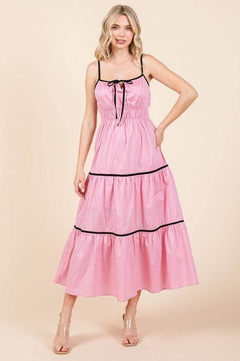 Chic Plus Size Piping Detail Midi Sundress - Alrickas’ UNIQUE BOUTIQUE