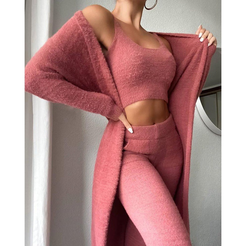Cozy Pajama Set, 3 Piece Lounge Set, Cute Loungewear, Warm Suit Sets, Matching Set, Lounge Set, 3 Piece Pant Sets, Women Winter Dress - Alrickas’ UNIQUE BOUTIQUE
