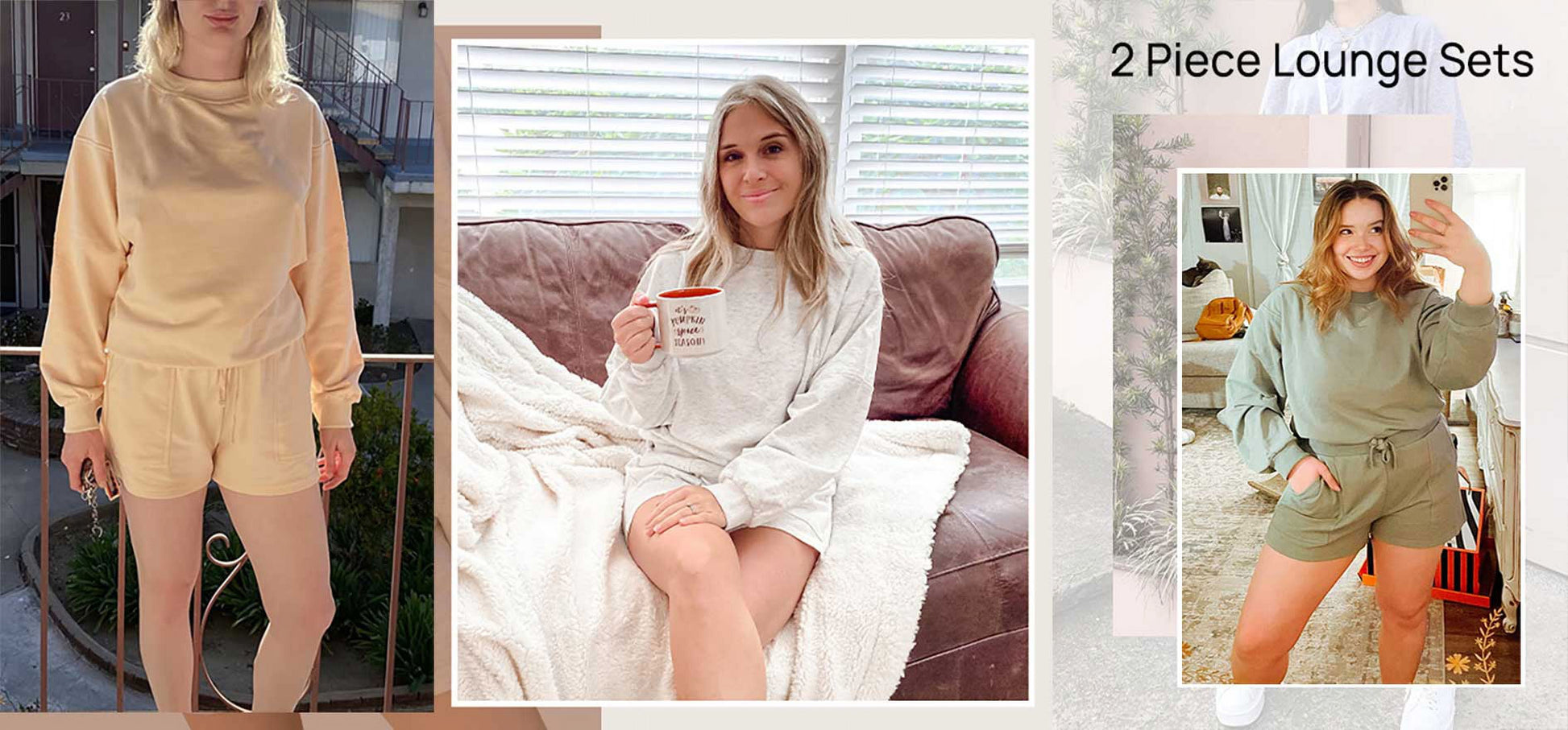 Cozy Fall Pajama Sets for Women - Stylish Two Piece Lounge Outfits with Long Sleeve Sweatshirts and Shorts - Alrickas’ UNIQUE BOUTIQUE