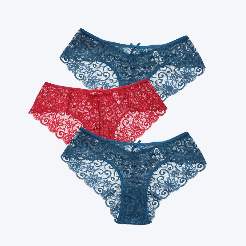 3Pcs/Pack! Sexy Women Lace Panties Underwear Lace Briefs S M L XL Women Underwear