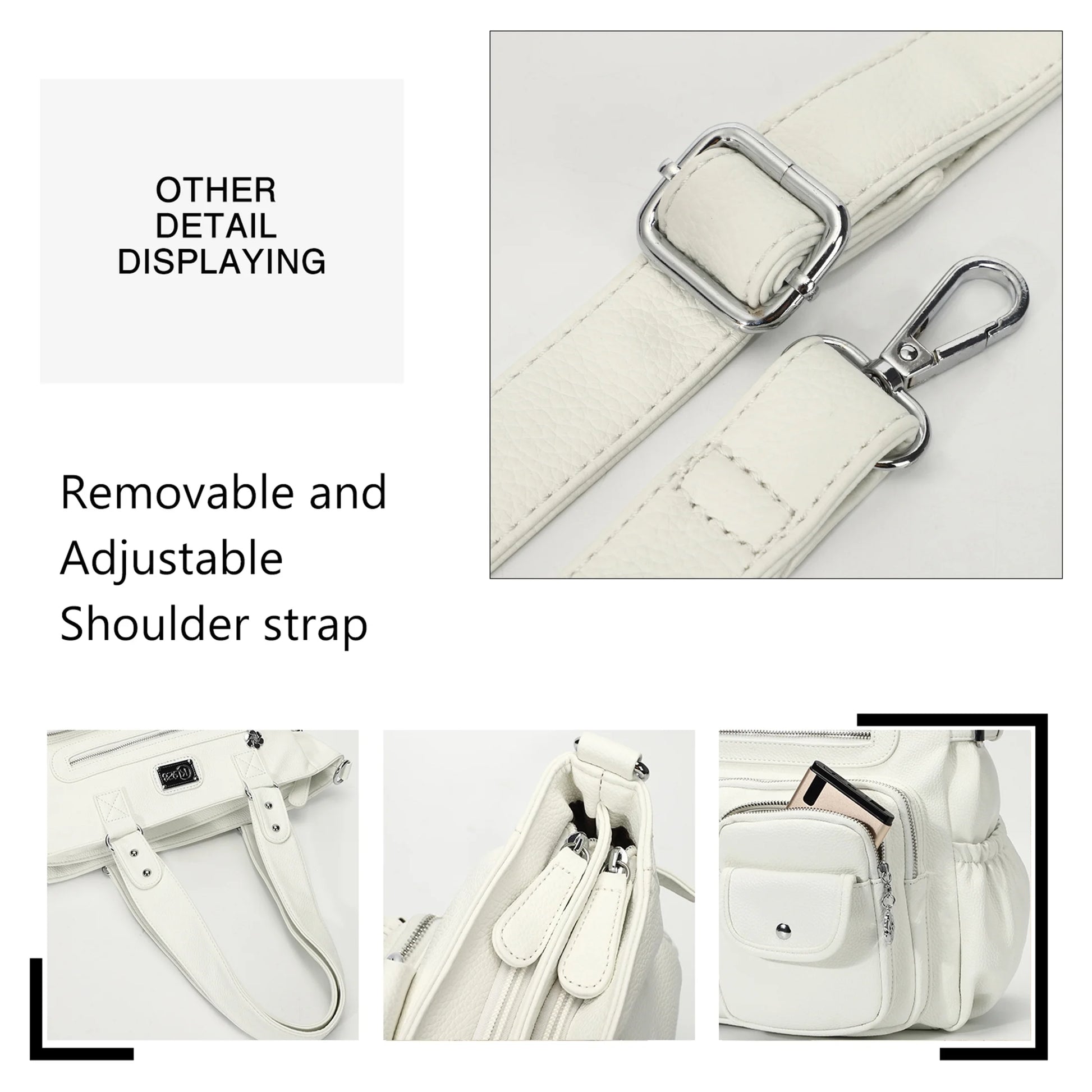 Stylish White Large Shoulder Handbag - Versatile Crossbody Hobo Tote for Women - Alrickas’ UNIQUE BOUTIQUE