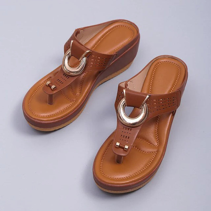 Comfortable Low-Wedge Orthopedic Sandals for Women - Casual Anti-Slip Flip Flops - Alrickas’ UNIQUE BOUTIQUE