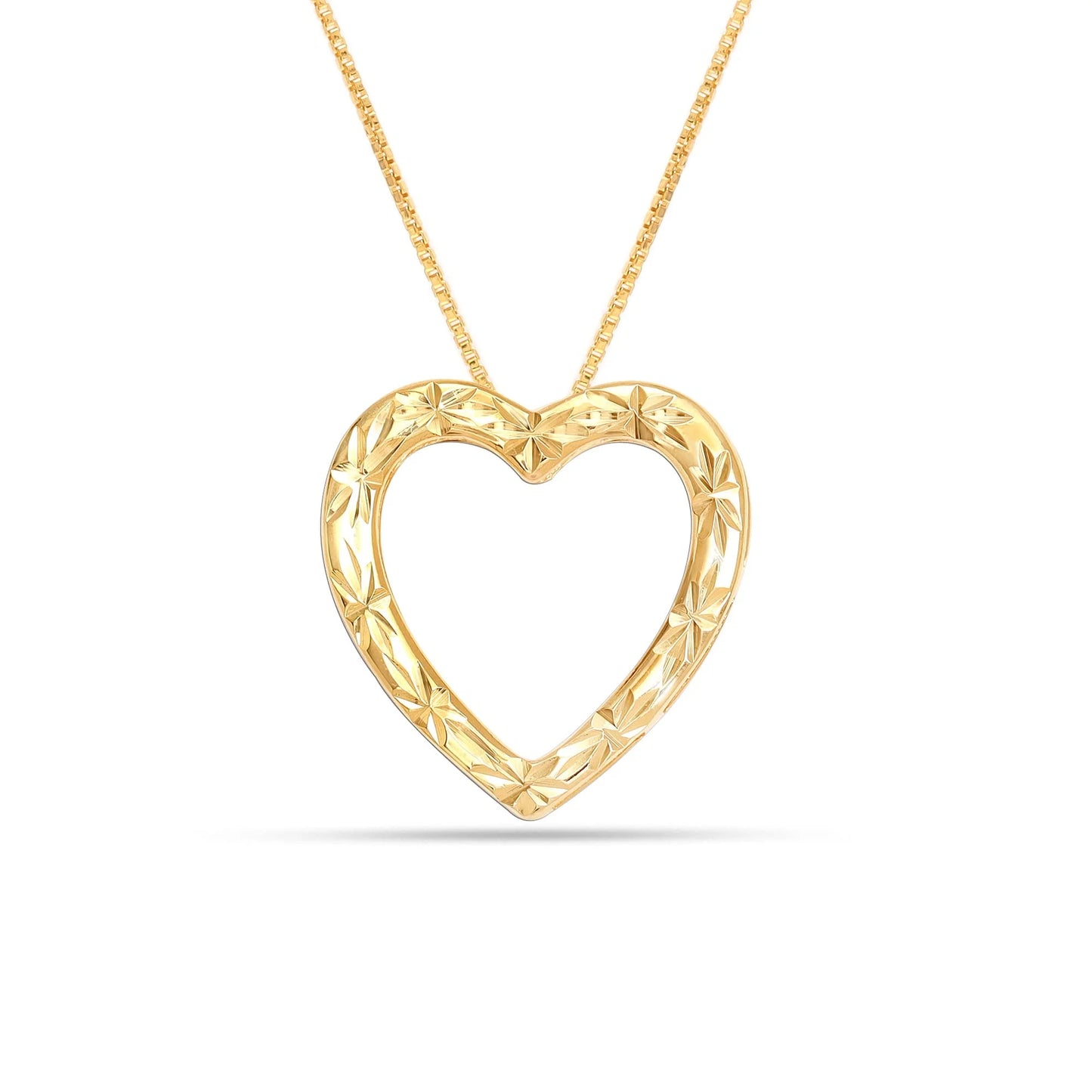 925 Sterling Silver 18K Gold-Plated Diamond-Cut Heart Reversible Necklace for Women and Teen 25MM