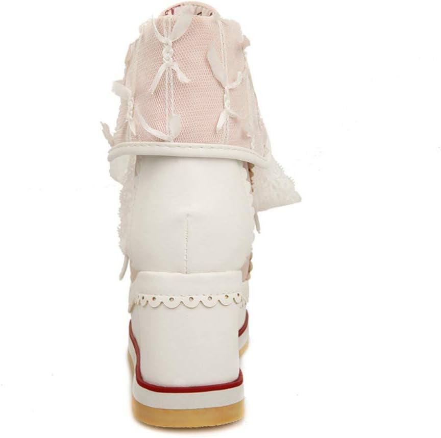 Women'S Cute Lolita Boots Cosplay Brogue Wedge Boots